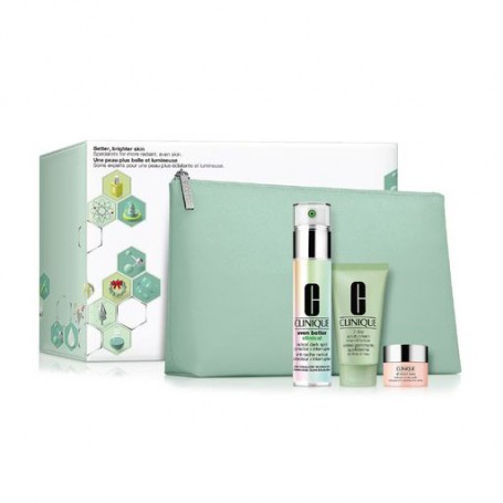 Набор для лица Clinique Better, Brighter Skin (крем для кожи вокруг глаз, 5 мл + сыворотка, 30 мл + скраб, 30 мл + косметичка)