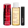 Набор для лица Clarins (концентрат для кожи вокруг глаз, 15 мл + тушь для ресниц, 3 мл + очищающее масло, 50 мл + косметичка)