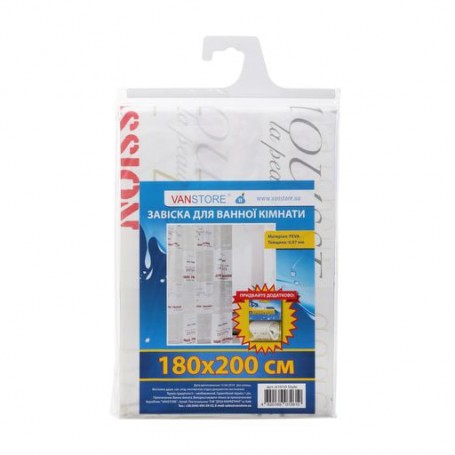 Занавеска для ванной комнаты Vanstore Style без колец, 180*200 см (61010)