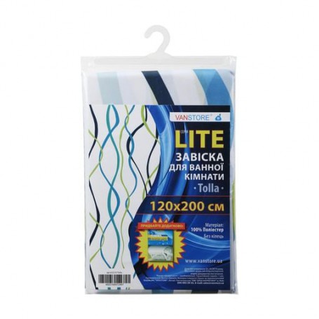 Занавеска для ванной комнаты Vanstore Tolla без колец, 120*200 см (63210)