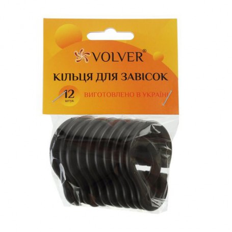 Кольца для шторок Volver, Pear, черные, 12 шт (68130)