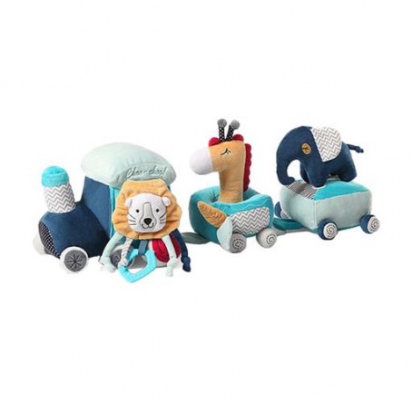 Набор развивающих игрушек BabyOno Паравозик Сафари, голубой, с рождения (1495)