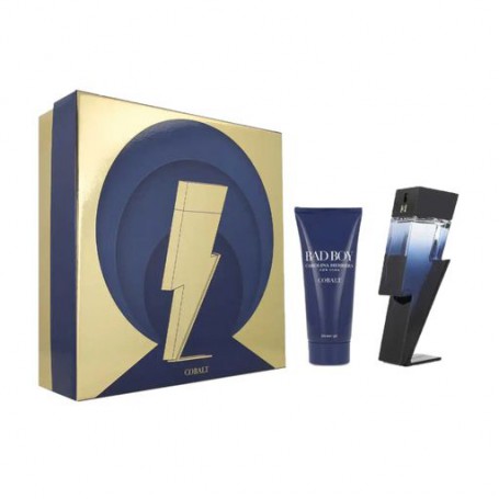 Парфюмированный набор мужской Carolina Herrera Bad Boy Cobalt (парфюмированная вода, 100 мл + гель для душа, 100 мл + парфюмиров