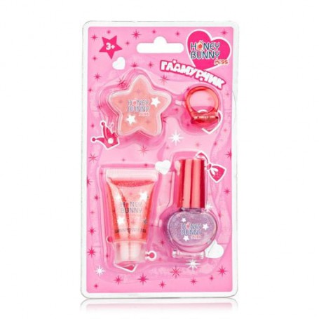 Набор для девушек Honey Bunny Miss Сказочный мейкап (блеск для губ, 2.5 г + шиммер для тела, 6 г + лак для ногтей, 3.2 мл + коль