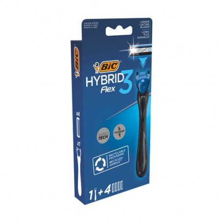 Станок для бритья мужской Bic Flex 3 Hybrid с 4 сменными картриджами, 1 шт