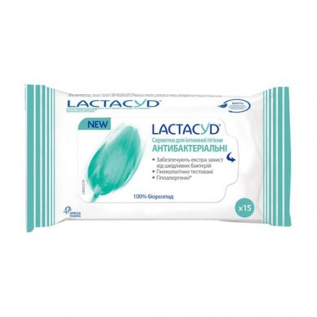 Салфетки для интимной гигиены Lactacyd Антибактериальные, 15 шт