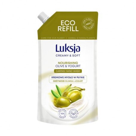 Жидкое крем-мыло Luksja Creamy Olive&Yogurt Soap Йогурт и оливковое масло, 400 мл (дойпак)