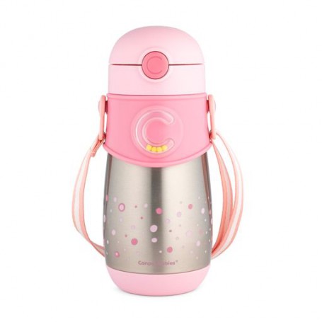 Термо-поильник с силиконовой трубочкой Canpol Babies розовый, 12+ месяцев, 300 мл (74/054_pin)