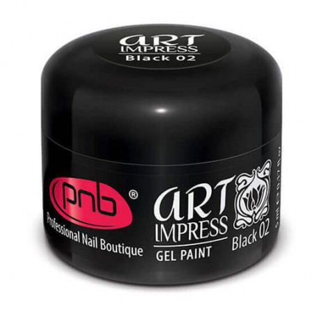 Гель-краска для дизайна ногтей PNB UV/LED Art Impress Gel Paint, 02 Black, 5 мл