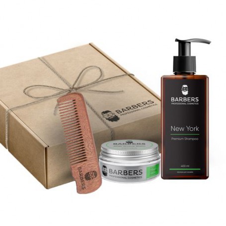 Мужской набор Barbers True Men's Set (шампунь, 400 мл + бальзам, 100 мл + гребешок)