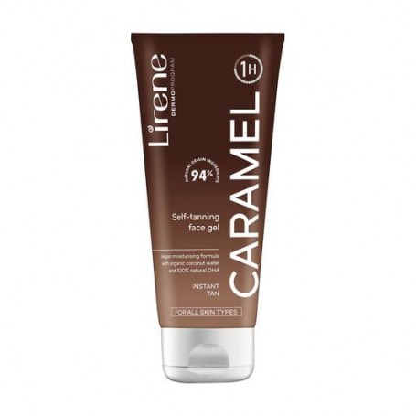 Гель для автозагара лица Lirene Caramel Face Self-Tanning Face Gel с органической кокосовой водой, 75 мл
