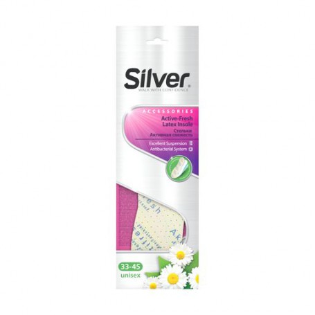 Стельки для обуви Silver Active-Fresh Latex Insole Активная свежесть, всесезонные, универсальные, размер 35-45