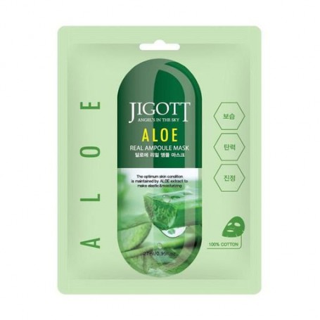 Тканевая маска для лица Jigott Aloe Real Ampoule с экстрактом алоэ вера, 27 мл