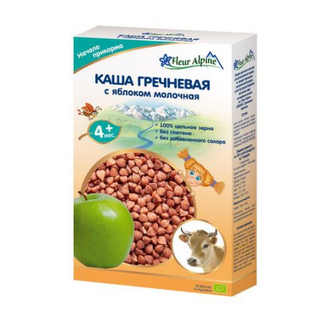 Детская молочная каша Fleur Alpine Гречневая с яблоком, с 4 месяцев, 200 г