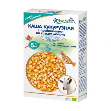 Детская молочная каша Fleur Alpine Кукурузная, с пребиотиками, на козьем молоке, с 5 месяцев, 200 г