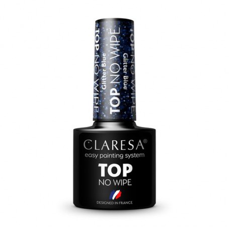 Закрепитель для геля-лака Claresa Easy Painting System Top No Wipe Glitter Blue, 5 г