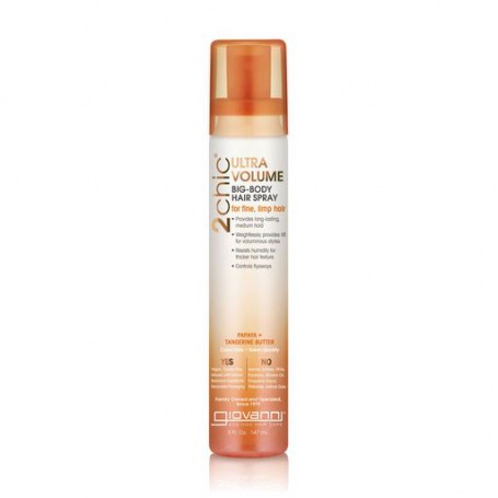 Лак-спрей для придания объема тонким волосам Giovanni 2chic Ultra-Volume Big Body Hair Spray з мандарином и маслом папайи, 147 м