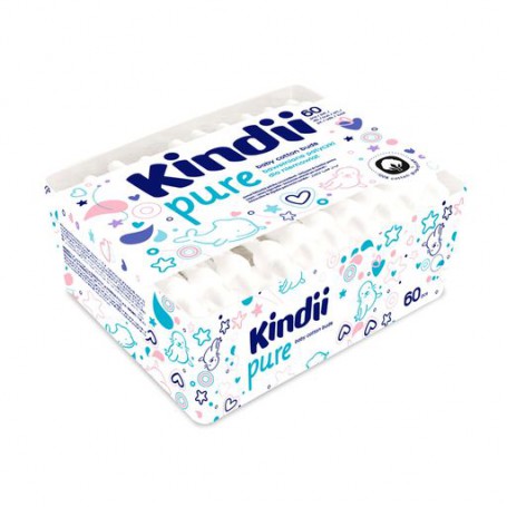 Детские ватные палочки Cleanic Kindii Care Cotton Buds, 60 шт