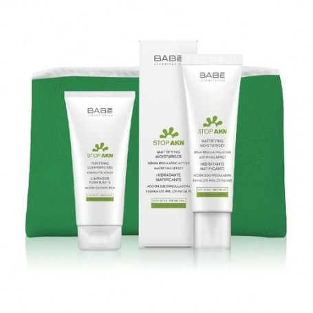 Набор для лица BABE Laboratorios Stop Akn для проблемной кожи (гель для умывания, 100 мл + крем, 50 мл + косметичка)