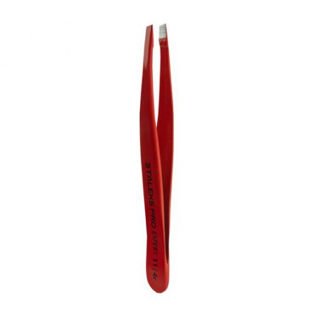 Пинцет для бровей Staleks Pro Expert 11 Type 4 широкие скошенные кромки, красный (ТЕ-11/4)