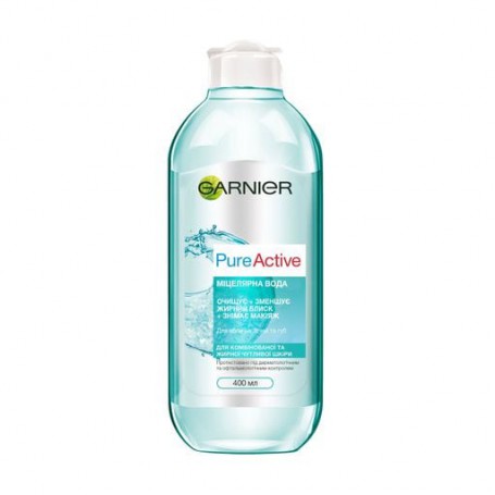Мицеллярная вода Garnier Skin Naturals Pure Active, для комбинированной и жирной чувствительной кожи лица, 400 мл