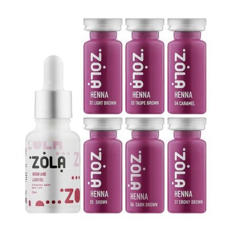 Набор для покраски бровей Zola Henna Brow Box (хна, 6*10 г + масло, 15 мл)