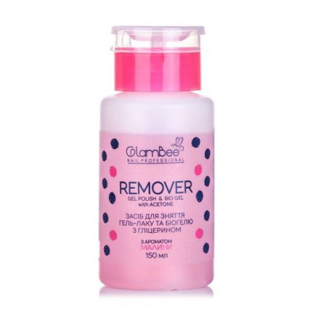 Жидкость для снятия гель-лака и биогеля GlamBee Remover Малина, 150 мл