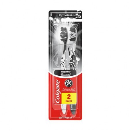 Зубная щетка Colgate Max White Charcoal мягкая, 2 шт