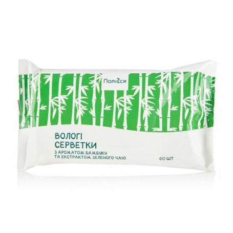 Влажные салфетки Полісся с ароматом бамбука и экстрактом зеленого чая, 60 шт