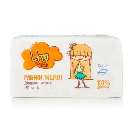 Полотенца бумажные Lito 130 листов, 2 слоя, 1 шт