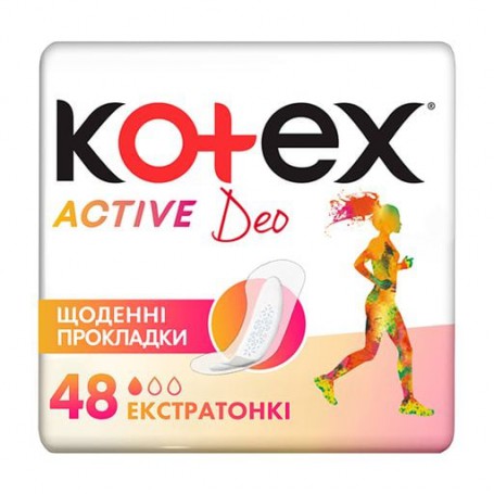 Ежедневные прокладки Kotex Active Deo экстратонкие, 48 шт