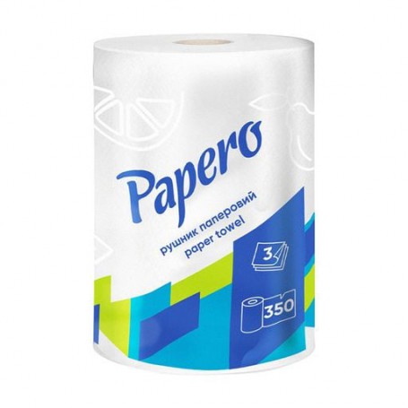 Бумажные полотенца Papero Джамбо, белые, 3-шарові, 350 отрывов, 1 рулон