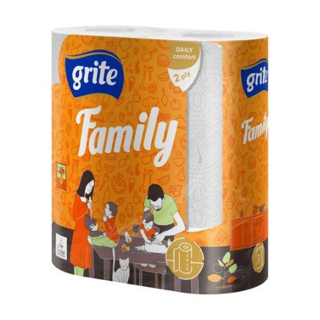 Полотенца бумажные Grite Family 2-слойные, 83 отрыва, 2 шт