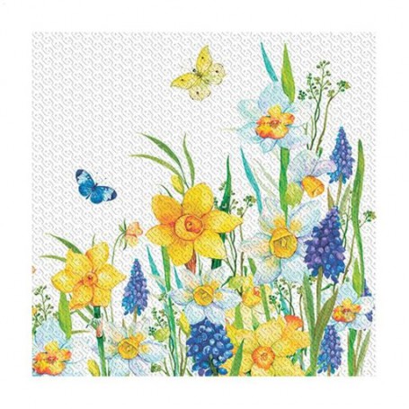 Бумажные салфетки Silken Нарциссы на лужайке, 2-слойные, 33*33 см, 16 шт