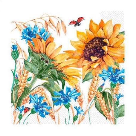 Бумажные салфетки Silken Подсолнечник и божья коровка, 3-слойные, 33*33 см, 18 шт