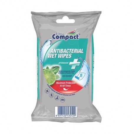Влажные антибактериальные салфетки Ultra Compact Wet Wipes, 15 шт