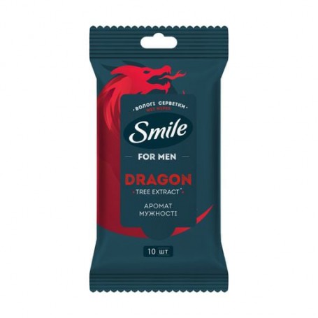 Влажные салфетки Smile For Men с экстрактом дерева дракона, 10 шт