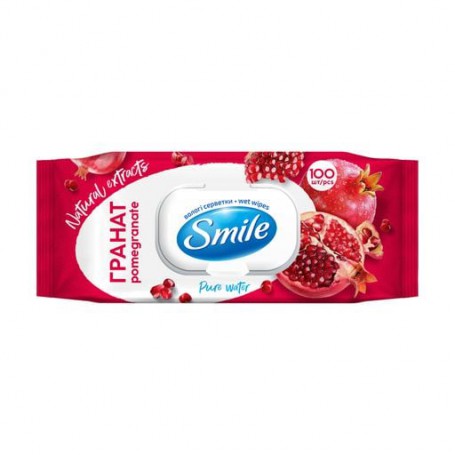 Влажные салфетки Smile Гранат, с клапаном, 100 шт
