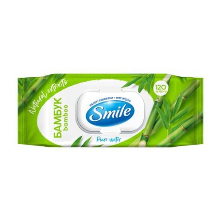 Влажные салфетки Smile Бамбук, с клапаном, 120 шт