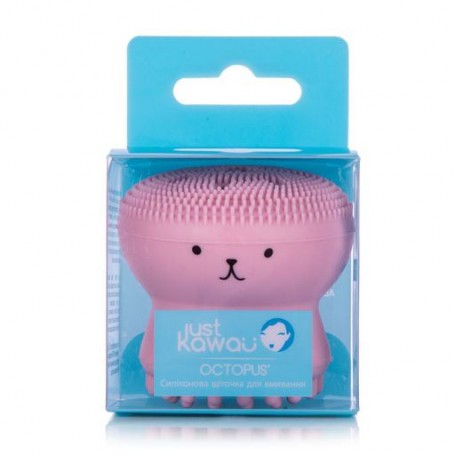 Силиконовая щеточка для умывания Just Kawaii Octopus розовая
