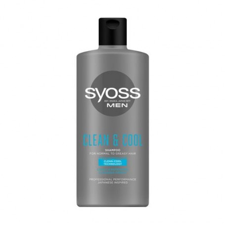 Мужской шампунь Syoss Men Clean & Cool Shampoo для нормальных и жирных волос, c ментолом, 440 мл