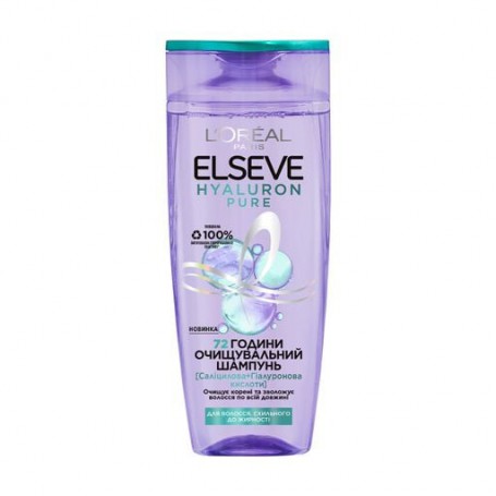 Очищающий шампунь L&39Oreal Paris Elseve Hyaluron Pure для волос, склонных к жирности, 250 мл