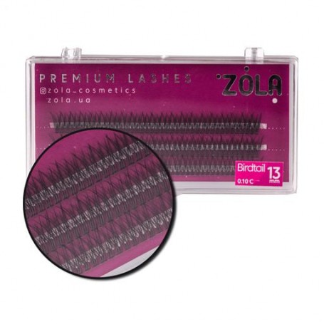 Накладные ресницы пучковые Zola Premium Lashes Birdtail, C 0.10, 13 мм