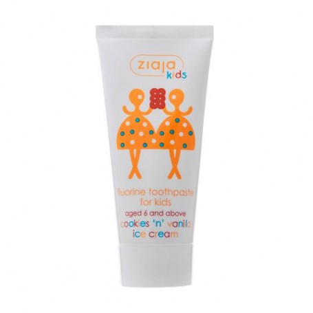 Детская зубная паста Ziaja kids Fluorine Toothpaste for Kids Ванильное мороженое и печенье, 50 мл