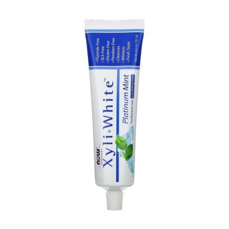 Зубная паста-гель NOW foods Solutions Xyli White Platinum Mint Toothpaste Gel с мятой и пищевой содой, 181 г
