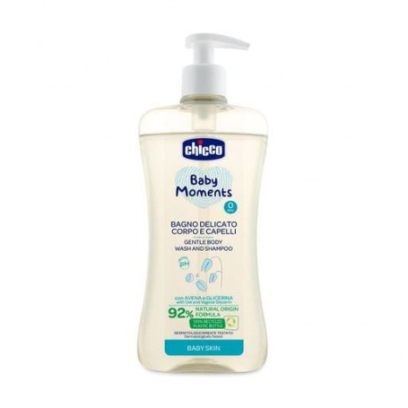 Детский шампунь-гель 2 в 1 для волос и тела Chicco Baby Moments Без слез, 200 мл