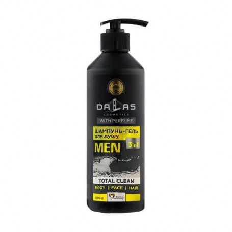 Мужской гель-шампунь для тела, лица и волос 3 в 1 Dalas Cosmetics Total Clean Men 3 In 1, 1 кг