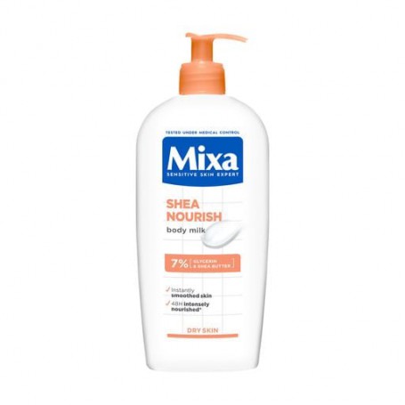 Питательное молочко для сухой кожи тела Mixa Shea Nourish Body Milk For Dry Skin с маслом ши, 400 мл