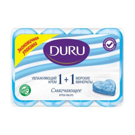 Крем-мыло твердое DURU Увлажняющий крем и морские минералы 1+1, 4*80 г