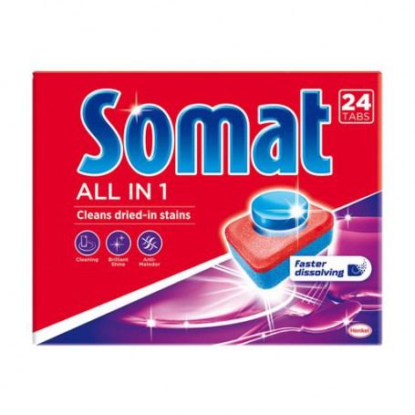 Таблетки для посудомоечной машины Somat All in 1, 24 шт